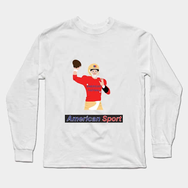 Football player in action with ball in hand Long Sleeve T-Shirt by GiCapgraphics